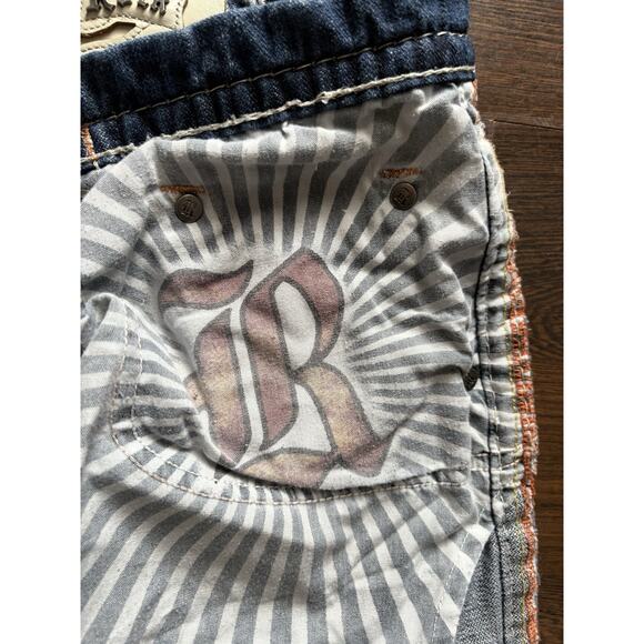 Men's Rock Revival Joshua Relaxed Fit Straight Denim Blue Jeans Sz 36X 30 - Picture 13 of 16